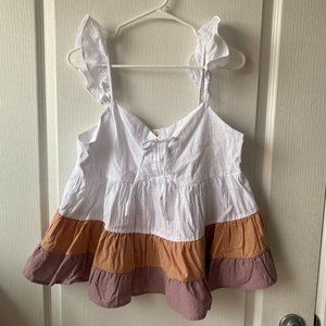 Peach Love Sleeveless Summer Shirt Ruffles